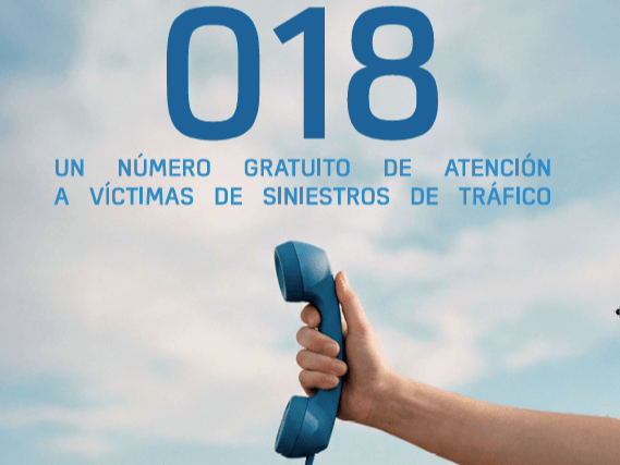 Cartel del teléfono 018 de atención gratuita a víctimas de siniestros de tráfico