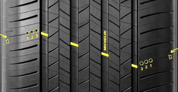 Indicador de desgaste del neumático Michelin en la banda de rodadura